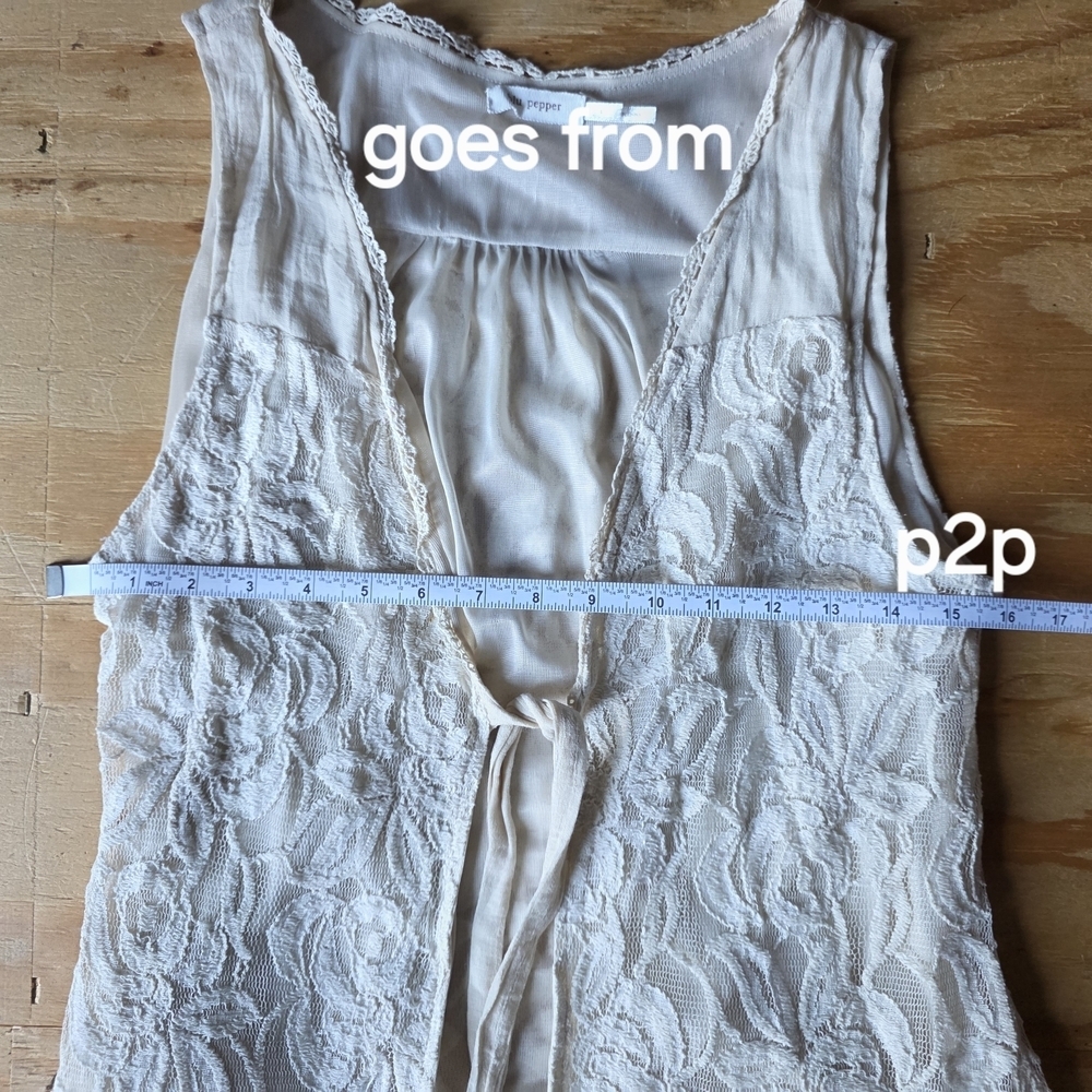 Blue Pepper Lacy Overlay Vest Large (JAC23) - Picture 6 of 9